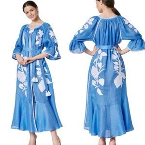 Foberini “Eden” linen maxi dress. EUC